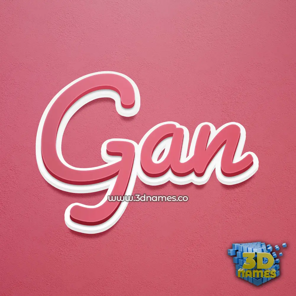 gan in Red Scribble style - 3D name wallpaper
