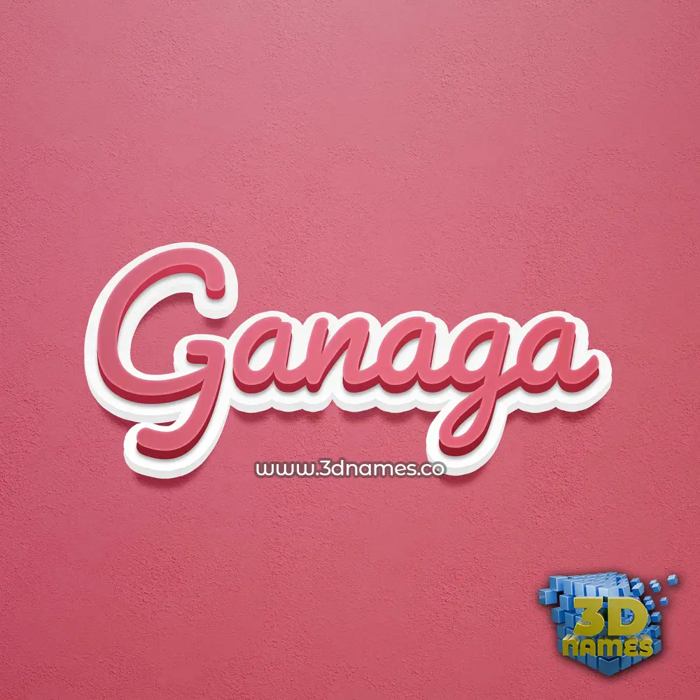 ganaga in Red Scribble style - 3D name wallpaper