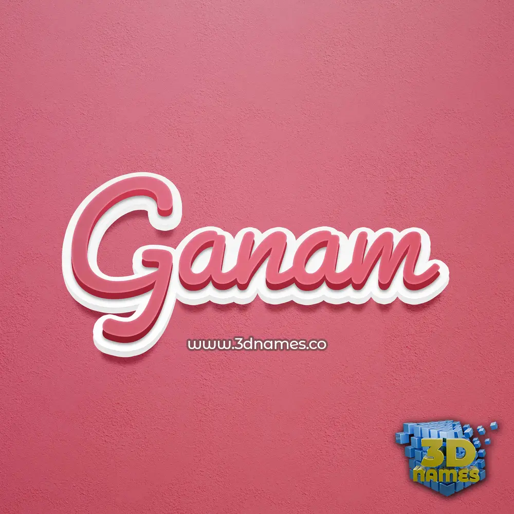 ganam in Red Scribble style - 3D name wallpaper