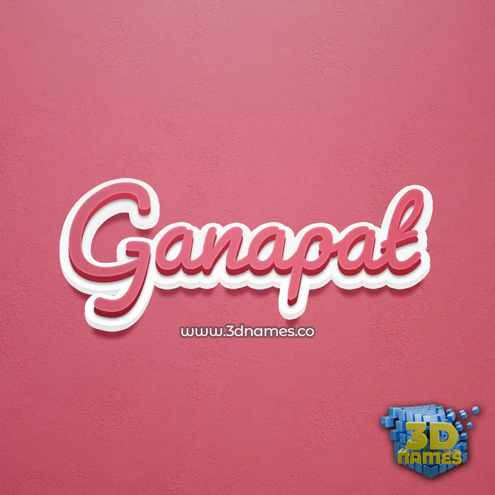 ganapat in Red Scribble style - 3D name wallpaper