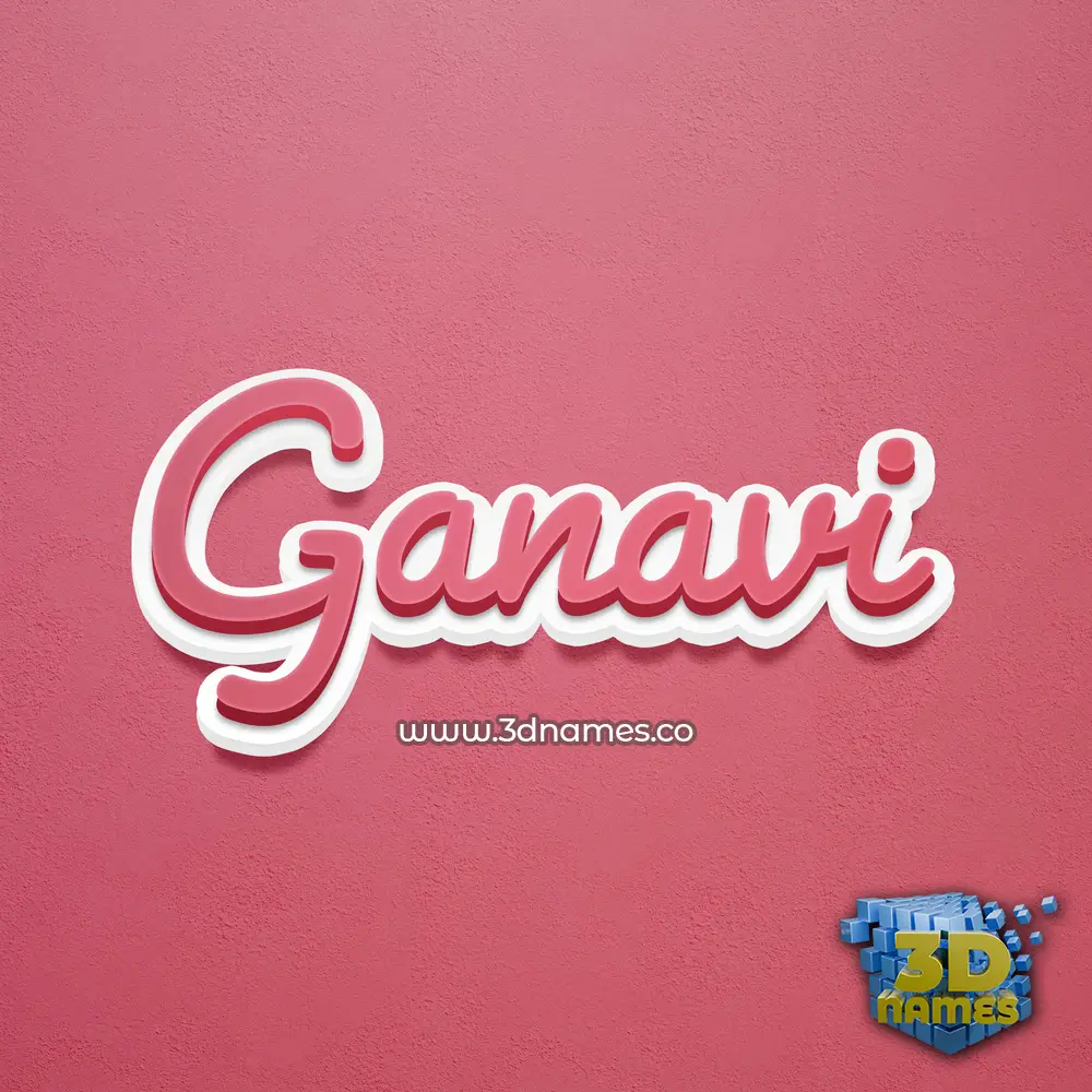 ganavi in Red Scribble style - 3D name wallpaper