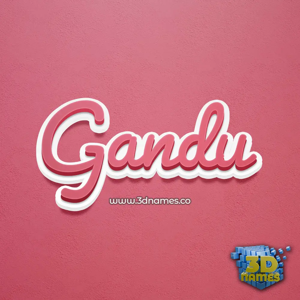 gandu in Red Scribble style - 3D name wallpaper