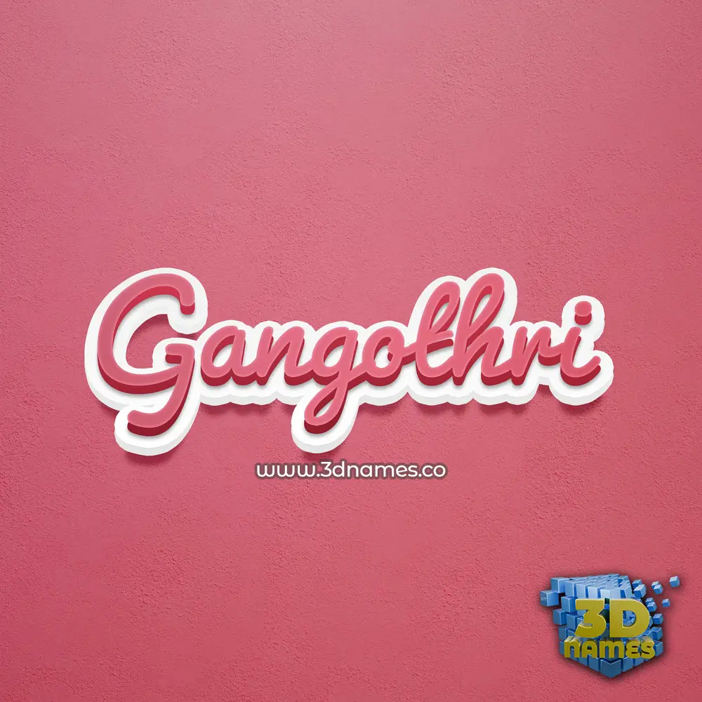 gangothri in Red Scribble style - 3D name wallpaper