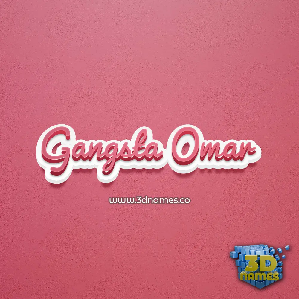 gangsta omar in Red Scribble style - 3D name wallpaper