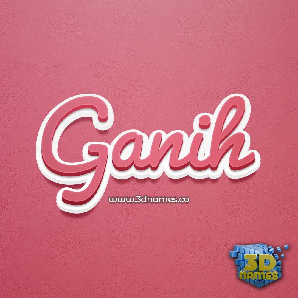 ganih in Red Scribble style - 3D name wallpaper