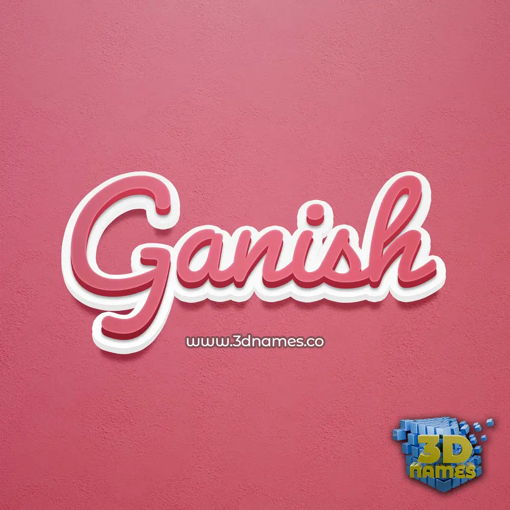 ganish in Red Scribble style - 3D name wallpaper