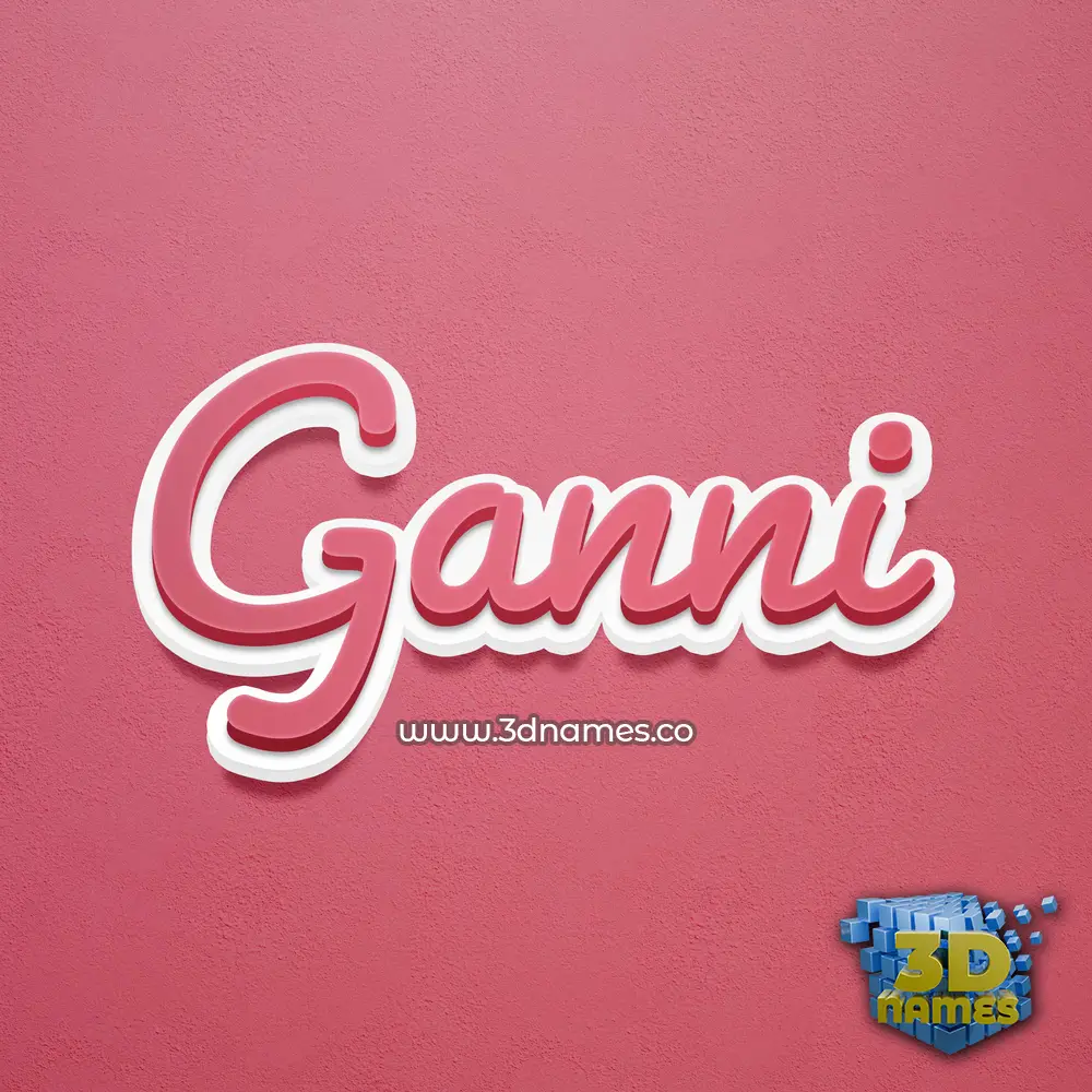 ganni in Red Scribble style - 3D name wallpaper