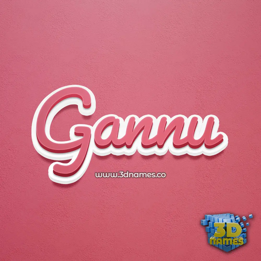 gannu in Red Scribble style - 3D name wallpaper