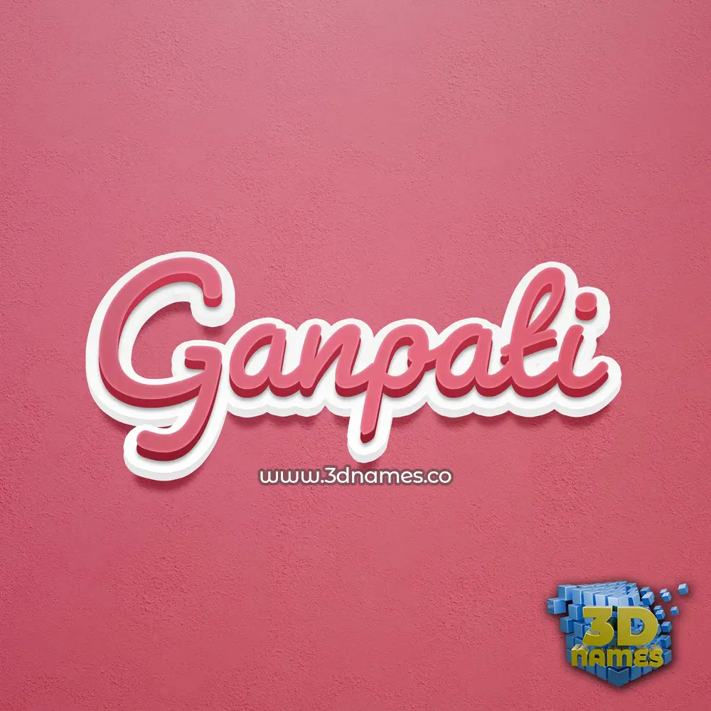 ganpati in Red Scribble style - 3D name wallpaper
