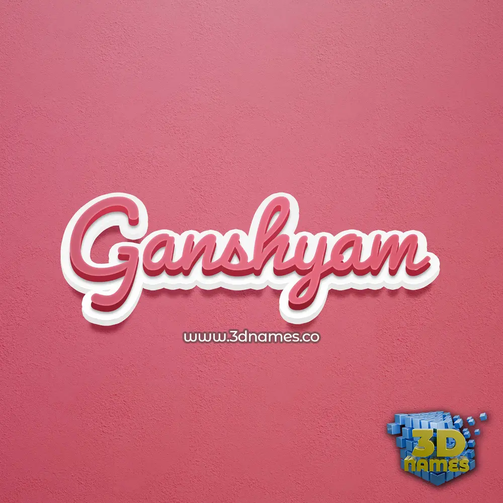 ganshyam in Red Scribble style - 3D name wallpaper