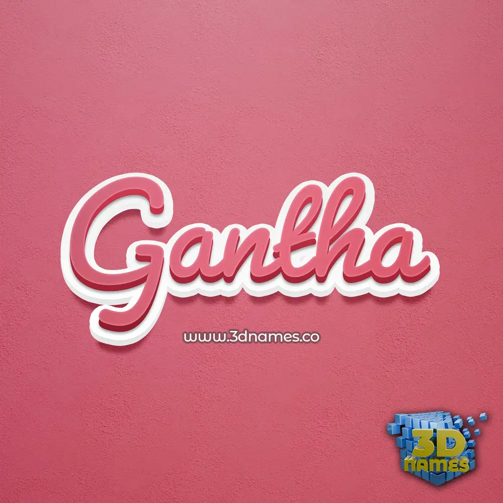 gantha in Red Scribble style - 3D name wallpaper
