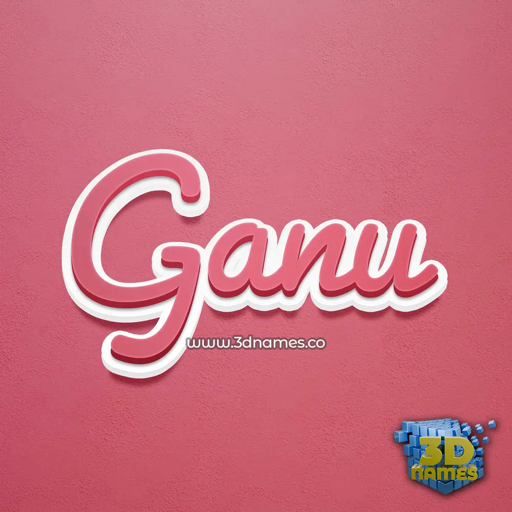 ganu in Red Scribble style - 3D name wallpaper