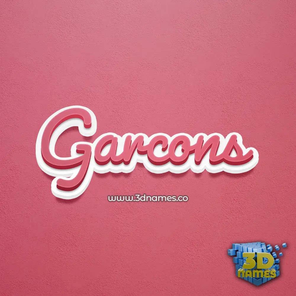 garcons in Red Scribble style - 3D name wallpaper