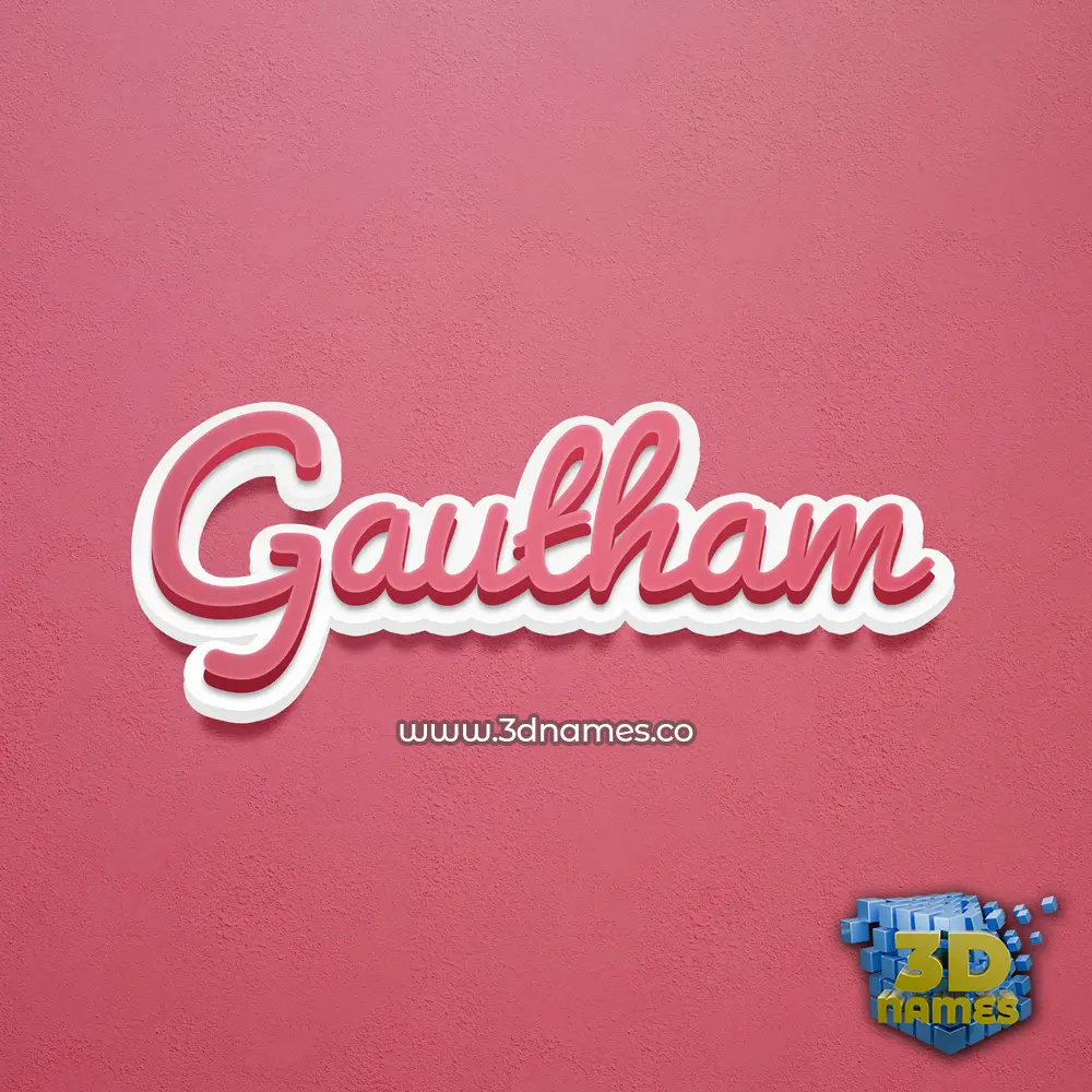 gautham in Red Scribble style - 3D name wallpaper