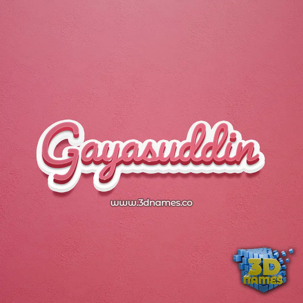 gayasuddin in Red Scribble style - 3D name wallpaper
