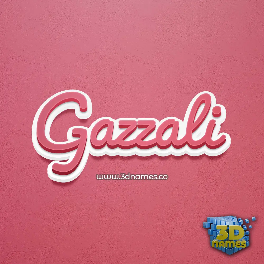 gazzali in Red Scribble style - 3D name wallpaper
