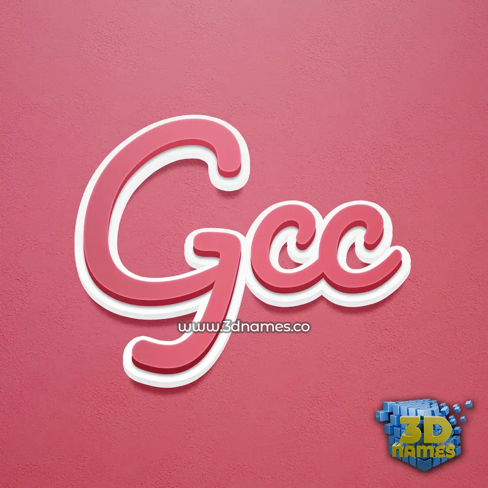gcc in Red Scribble style - 3D name wallpaper
