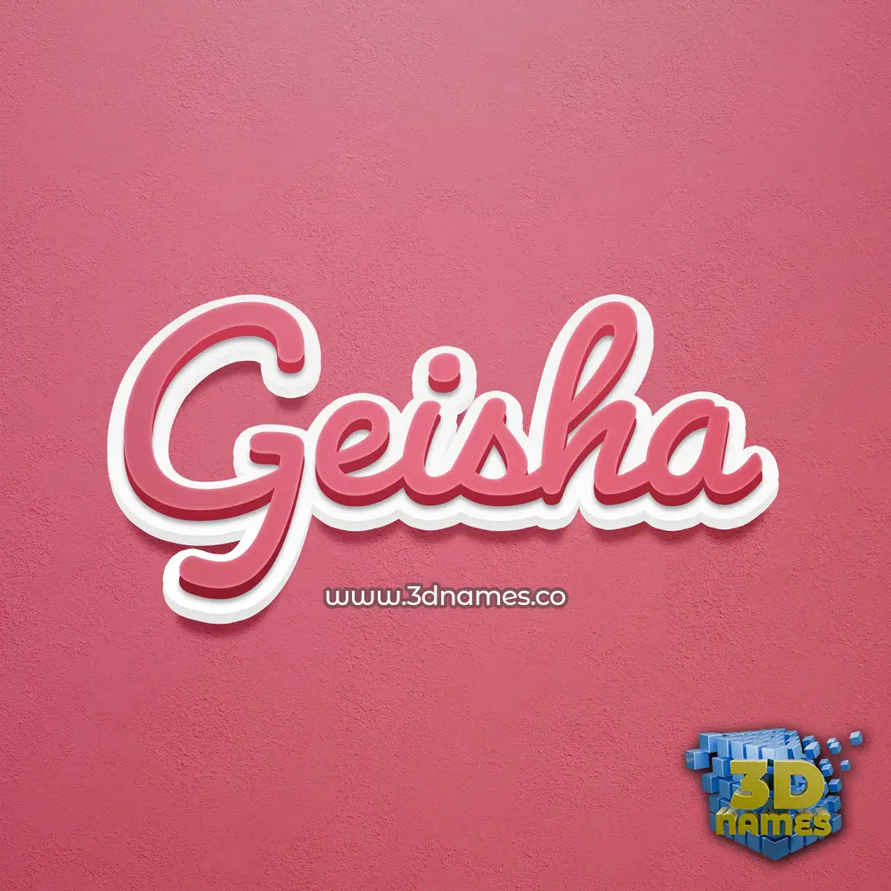 geisha in Red Scribble style - 3D name wallpaper