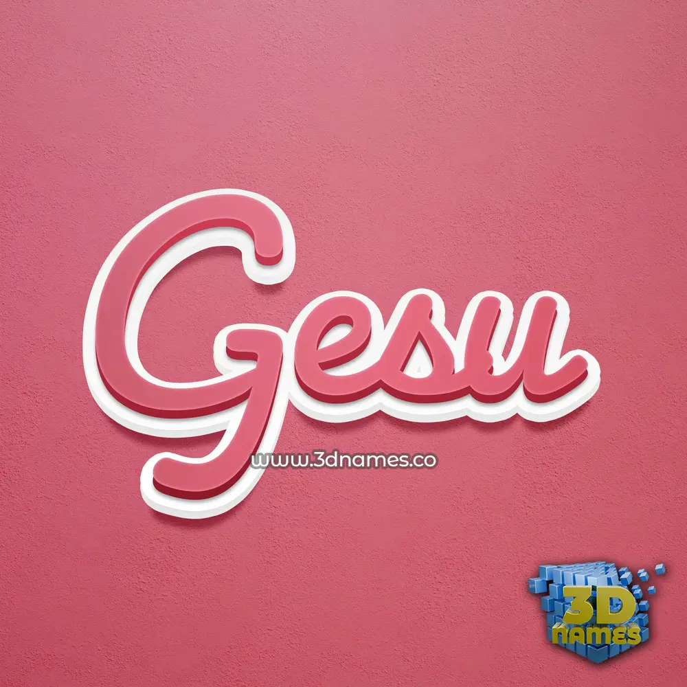 gesu in Red Scribble style - 3D name wallpaper
