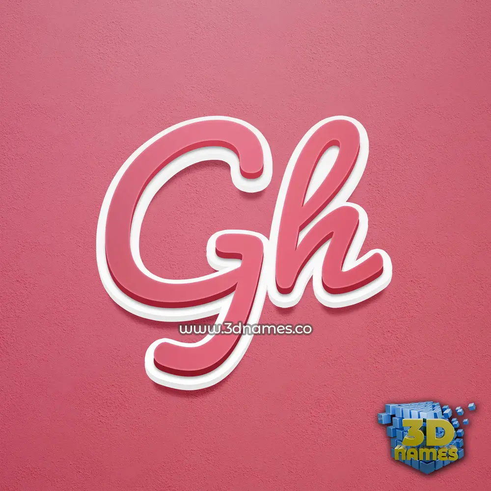 gh in Red Scribble style - 3D name wallpaper