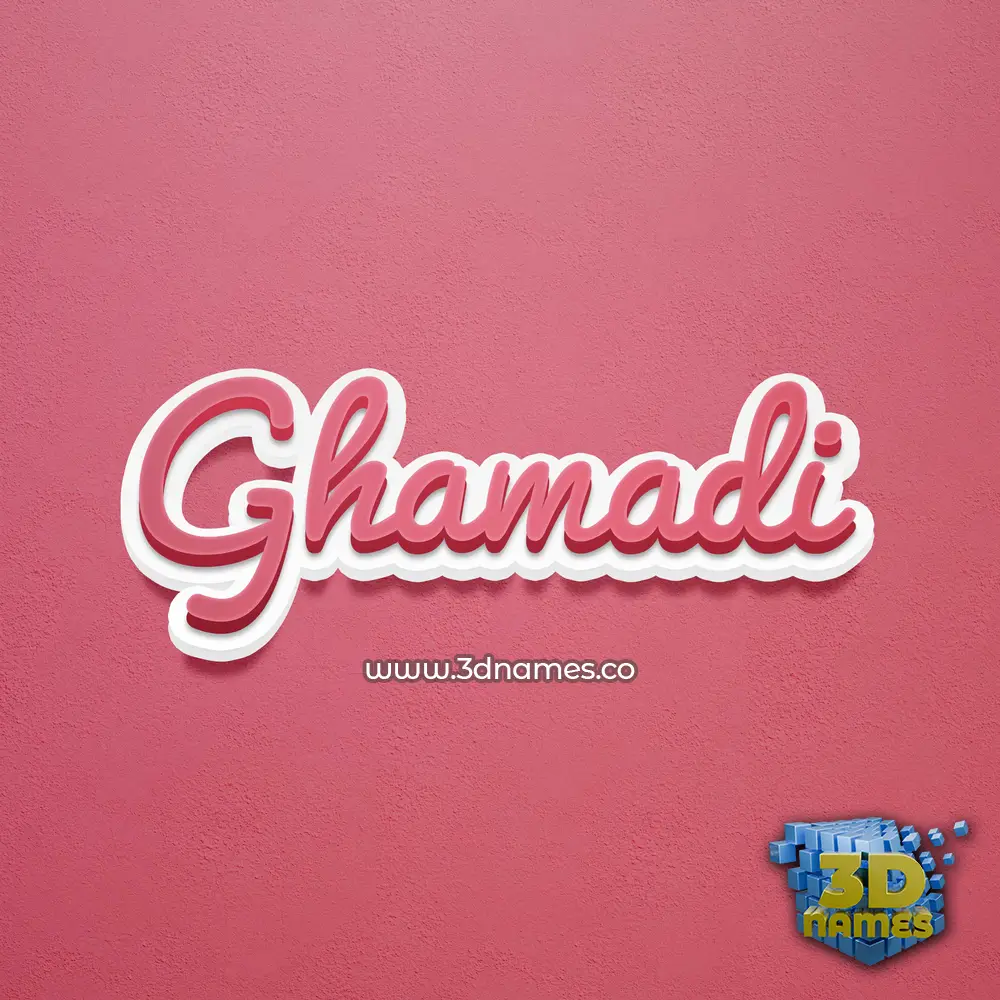 ghamadi in Red Scribble style - 3D name wallpaper