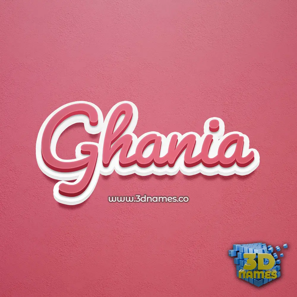 ghania in Red Scribble style - 3D name wallpaper