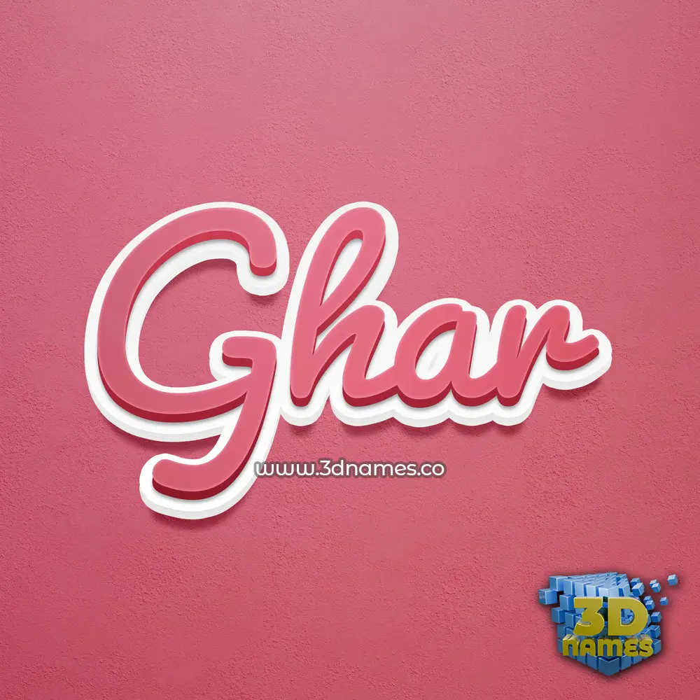 ghar in Red Scribble style - 3D name wallpaper