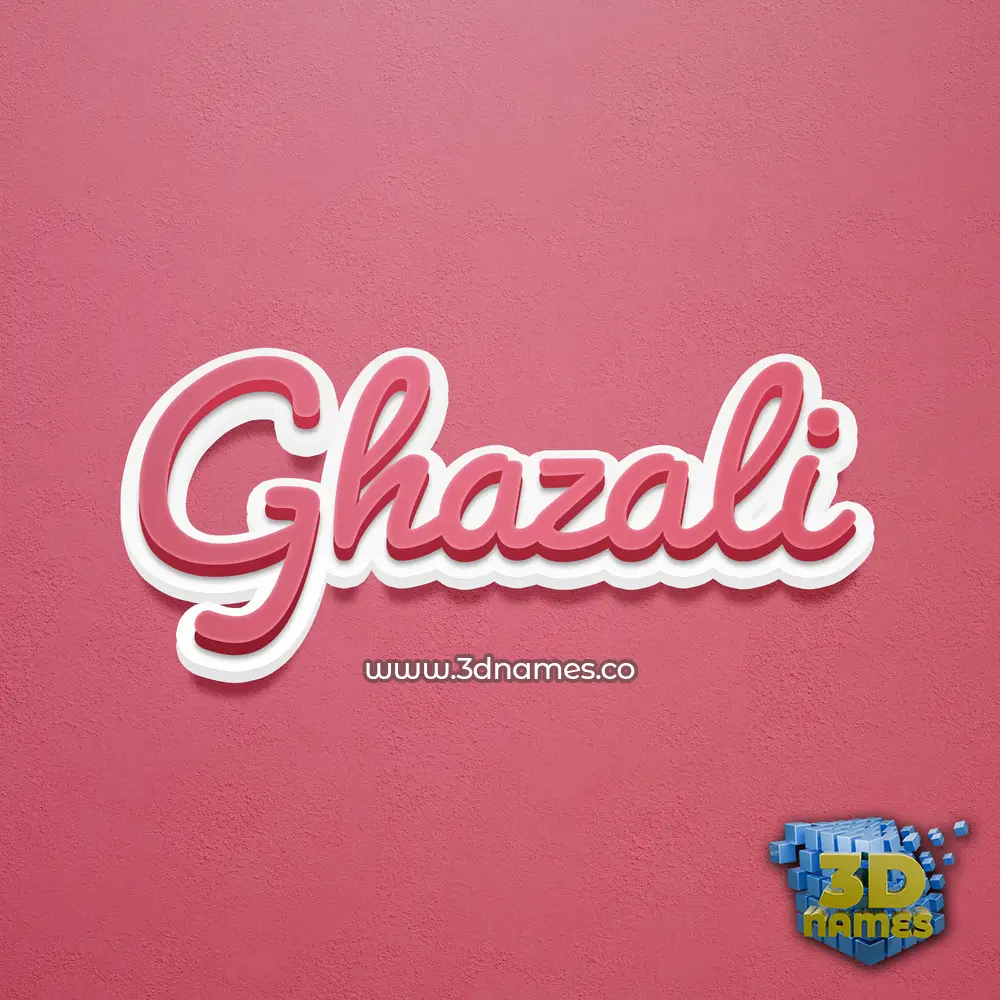 ghazali in Red Scribble style - 3D name wallpaper