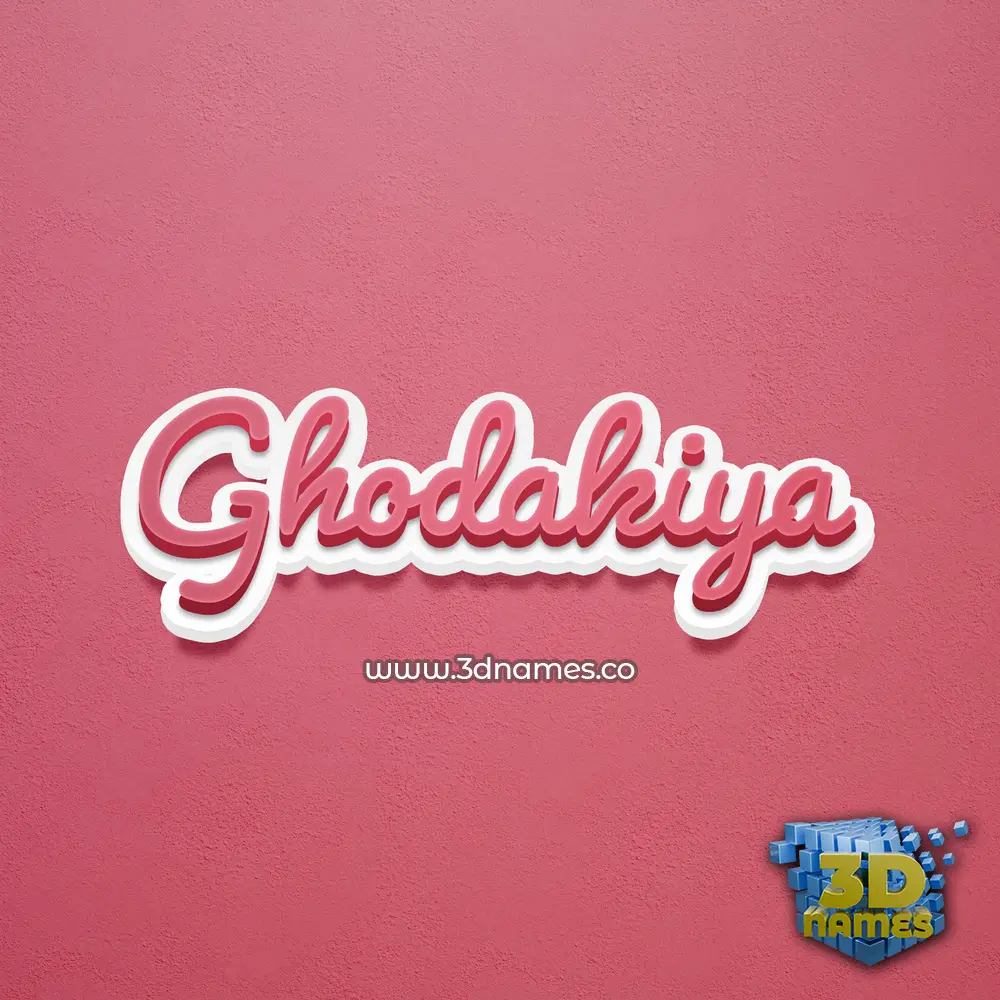 ghodakiya in Red Scribble style - 3D name wallpaper