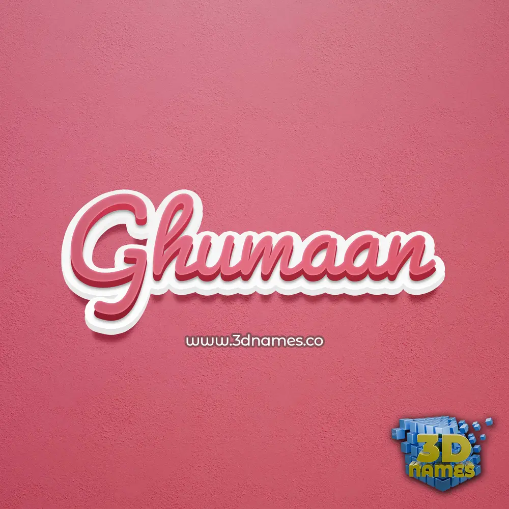 ghumaan in Red Scribble style - 3D name wallpaper
