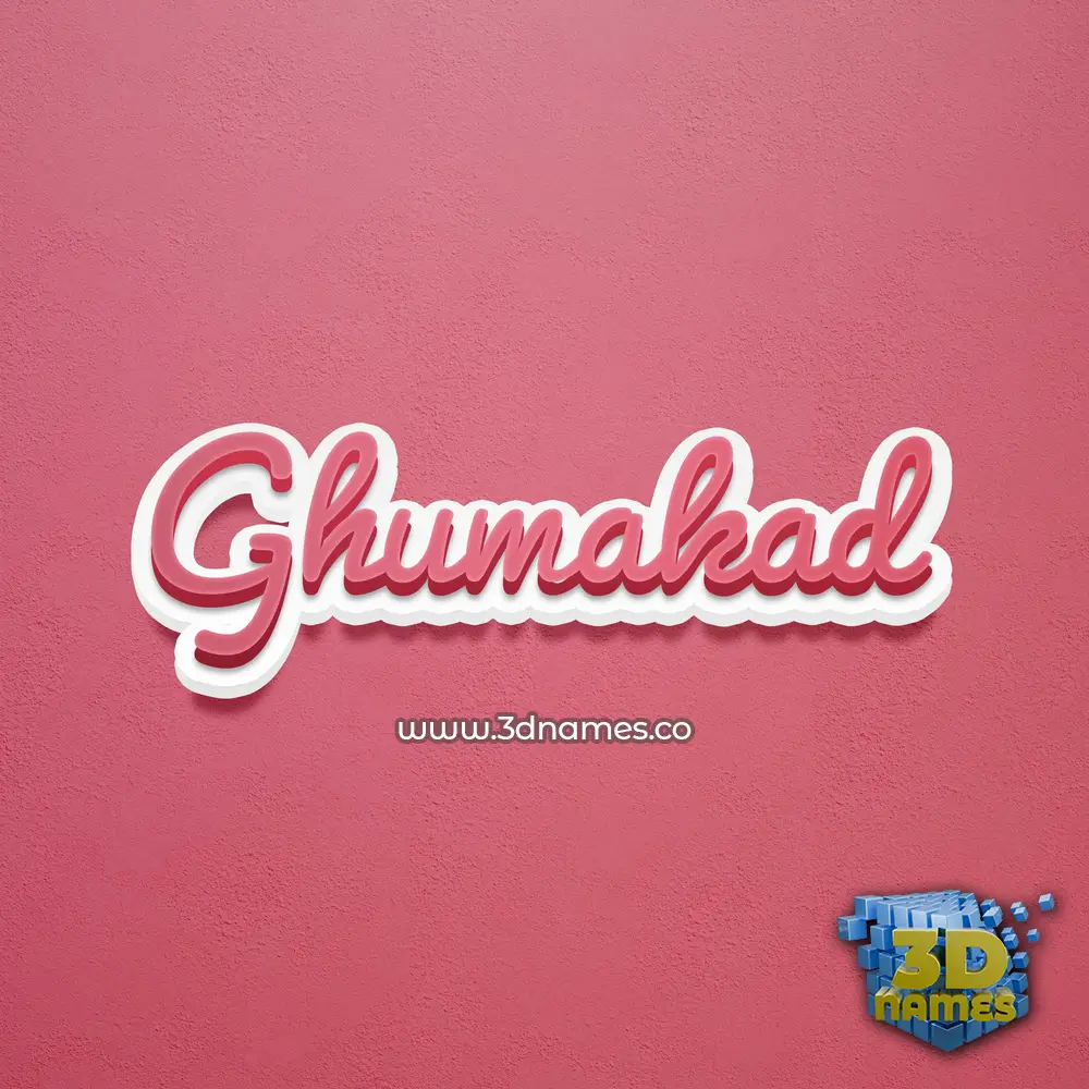 ghumakad in Red Scribble style - 3D name wallpaper