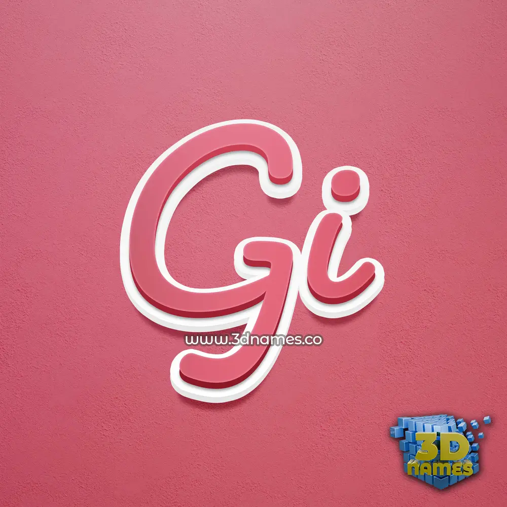 gi in Red Scribble style - 3D name wallpaper