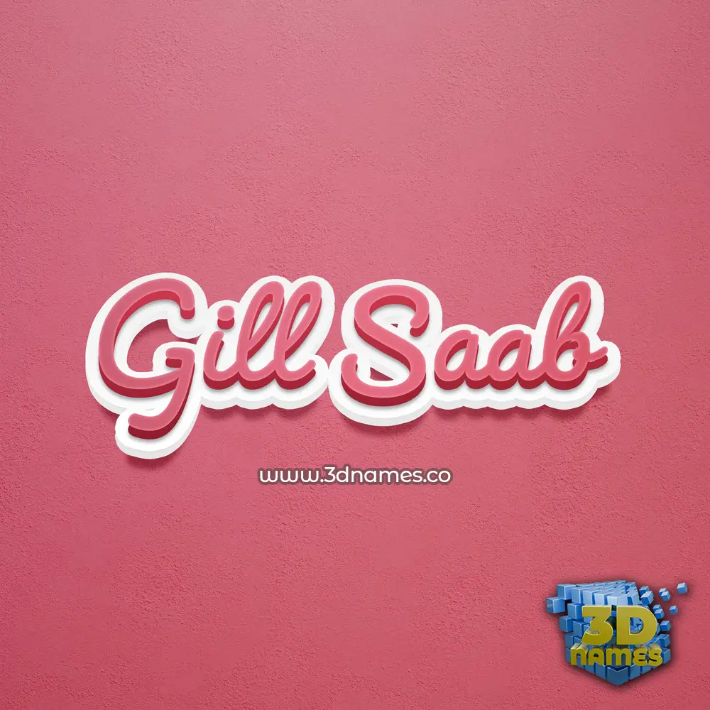gill saab in Red Scribble style - 3D name wallpaper