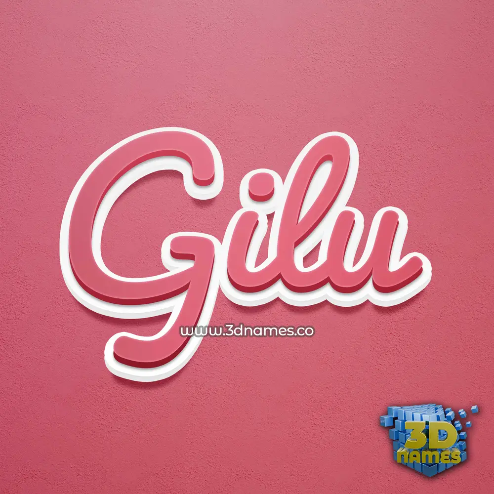 gilu in Red Scribble style - 3D name wallpaper