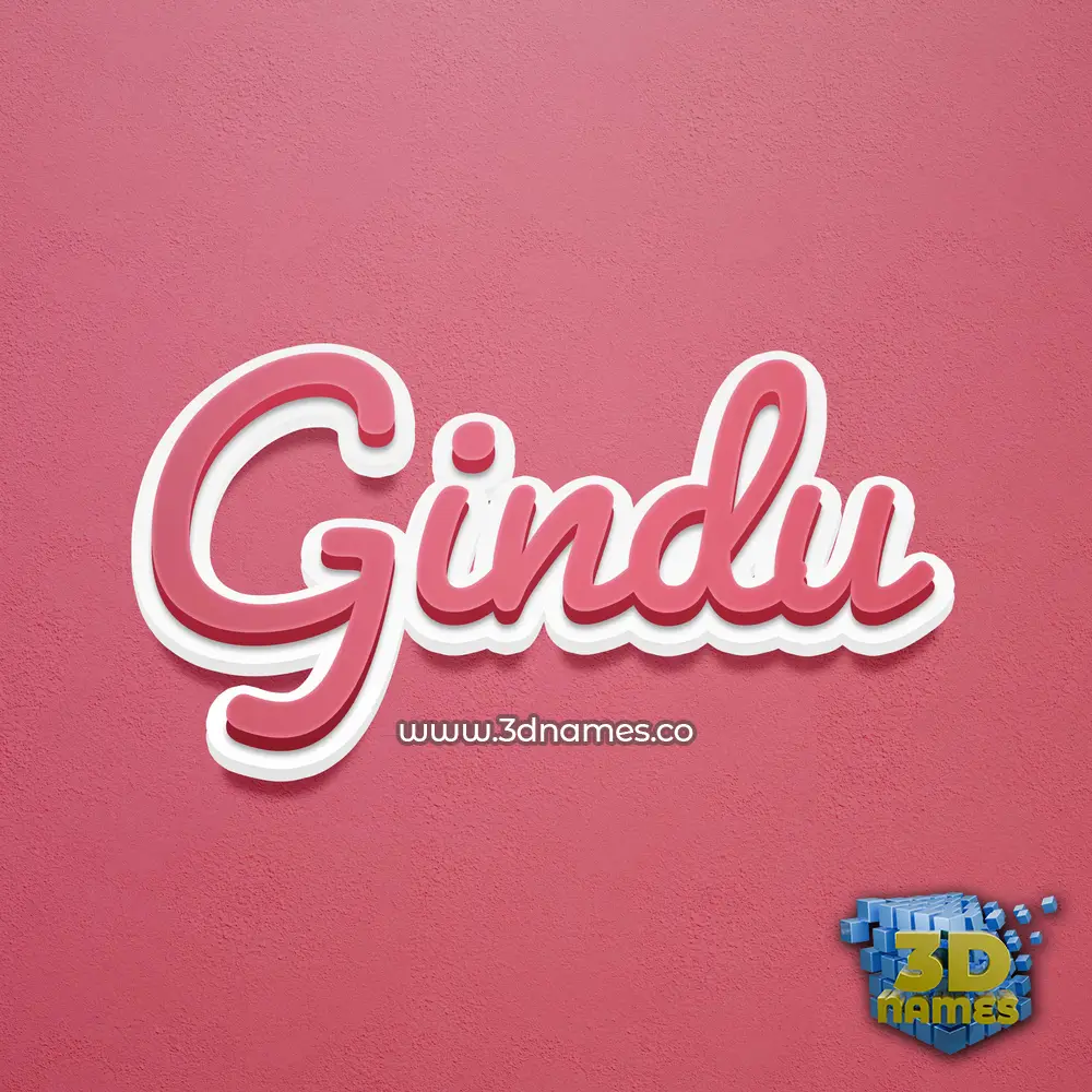 gindu in Red Scribble style - 3D name wallpaper
