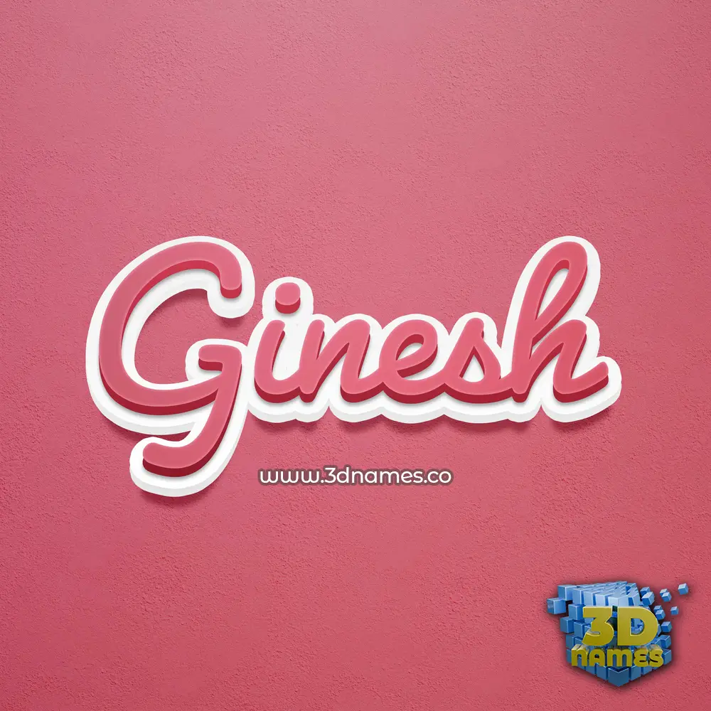 ginesh in Red Scribble style - 3D name wallpaper
