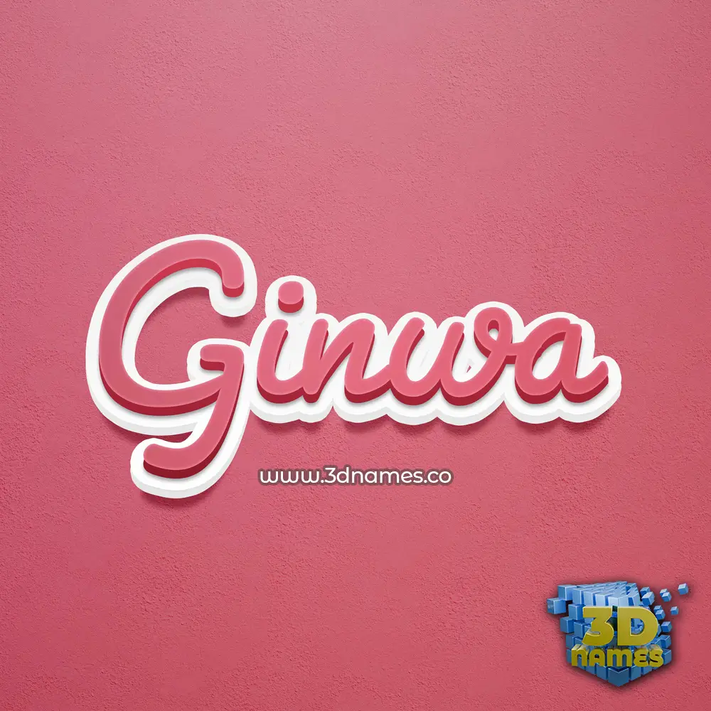 ginwa in Red Scribble style - 3D name wallpaper