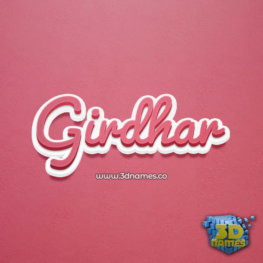 girdhar in Red Scribble style - 3D name wallpaper