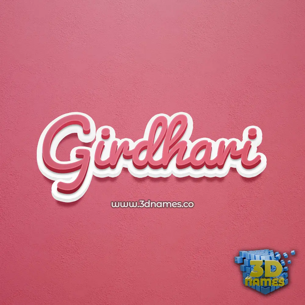 girdhari in Red Scribble style - 3D name wallpaper