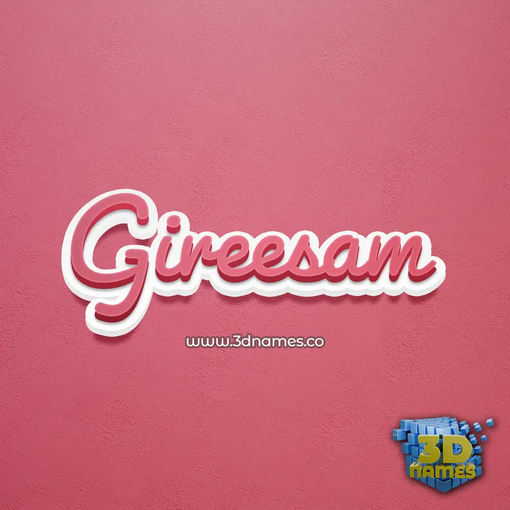 gireesam in Red Scribble style - 3D name wallpaper