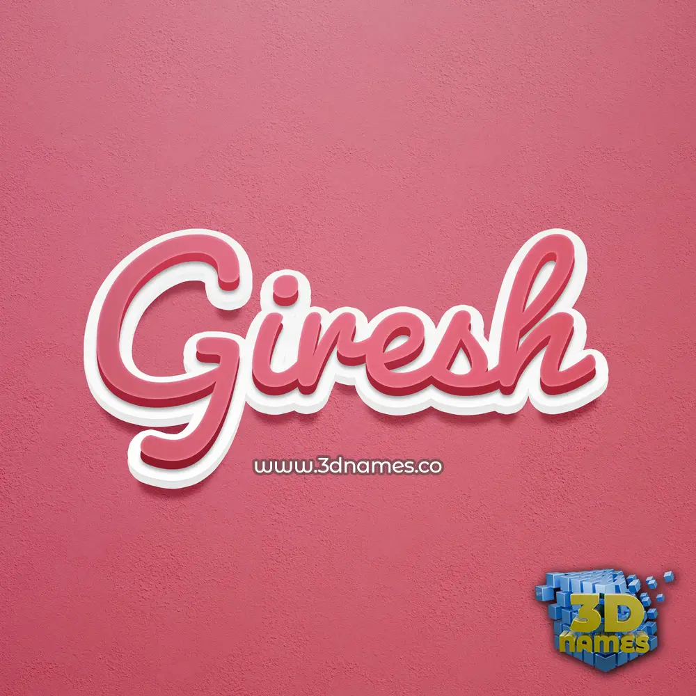 giresh in Red Scribble style - 3D name wallpaper