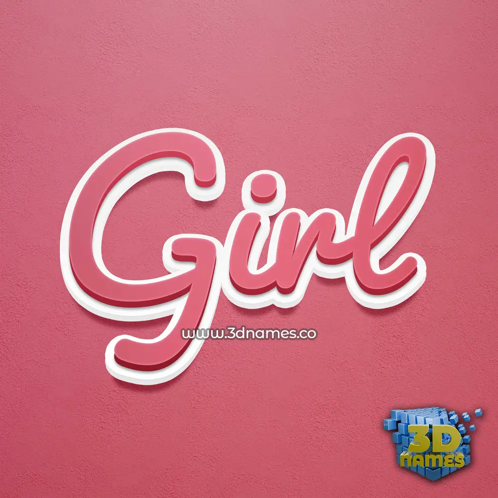 girl in Red Scribble style - 3D name wallpaper