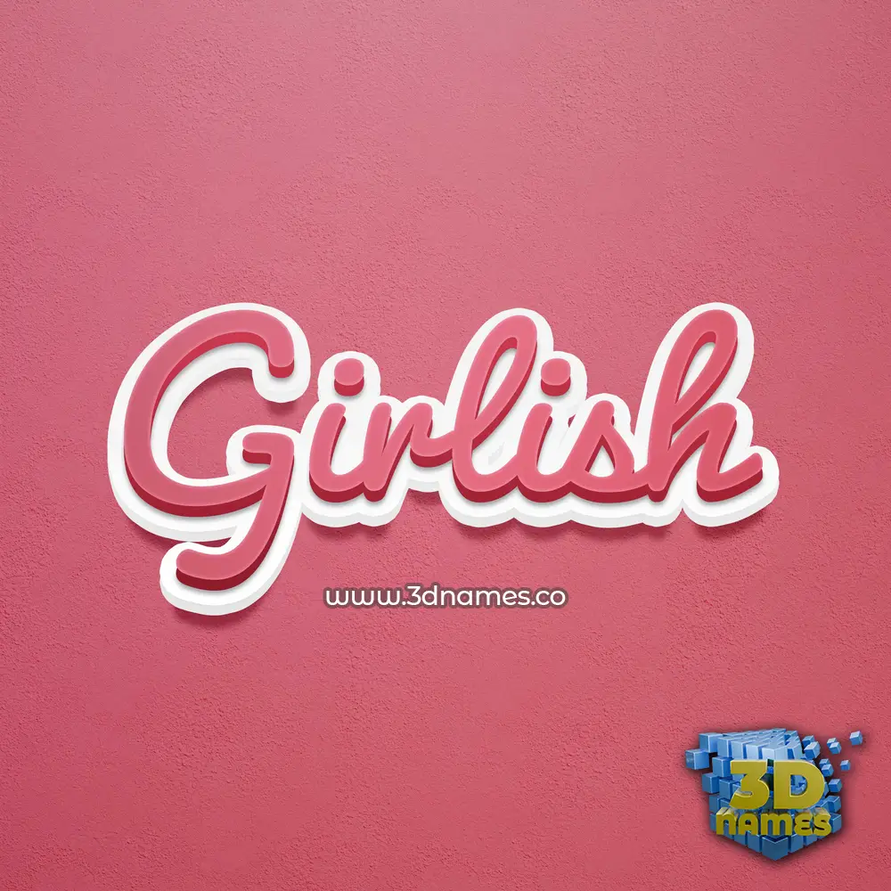 girlish in Red Scribble style - 3D name wallpaper