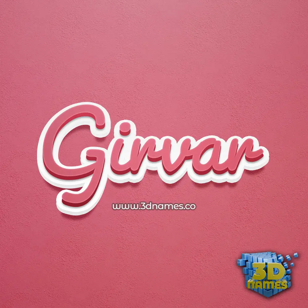 girvar in Red Scribble style - 3D name wallpaper