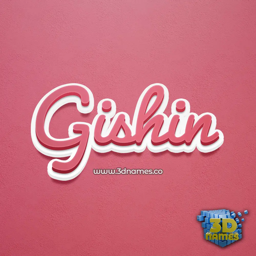 gishin in Red Scribble style - 3D name wallpaper