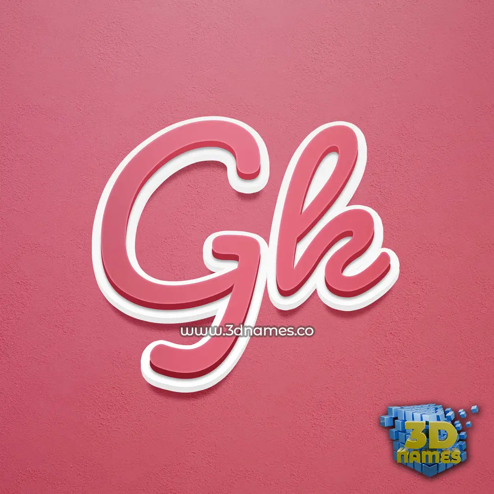 gk in Red Scribble style - 3D name wallpaper