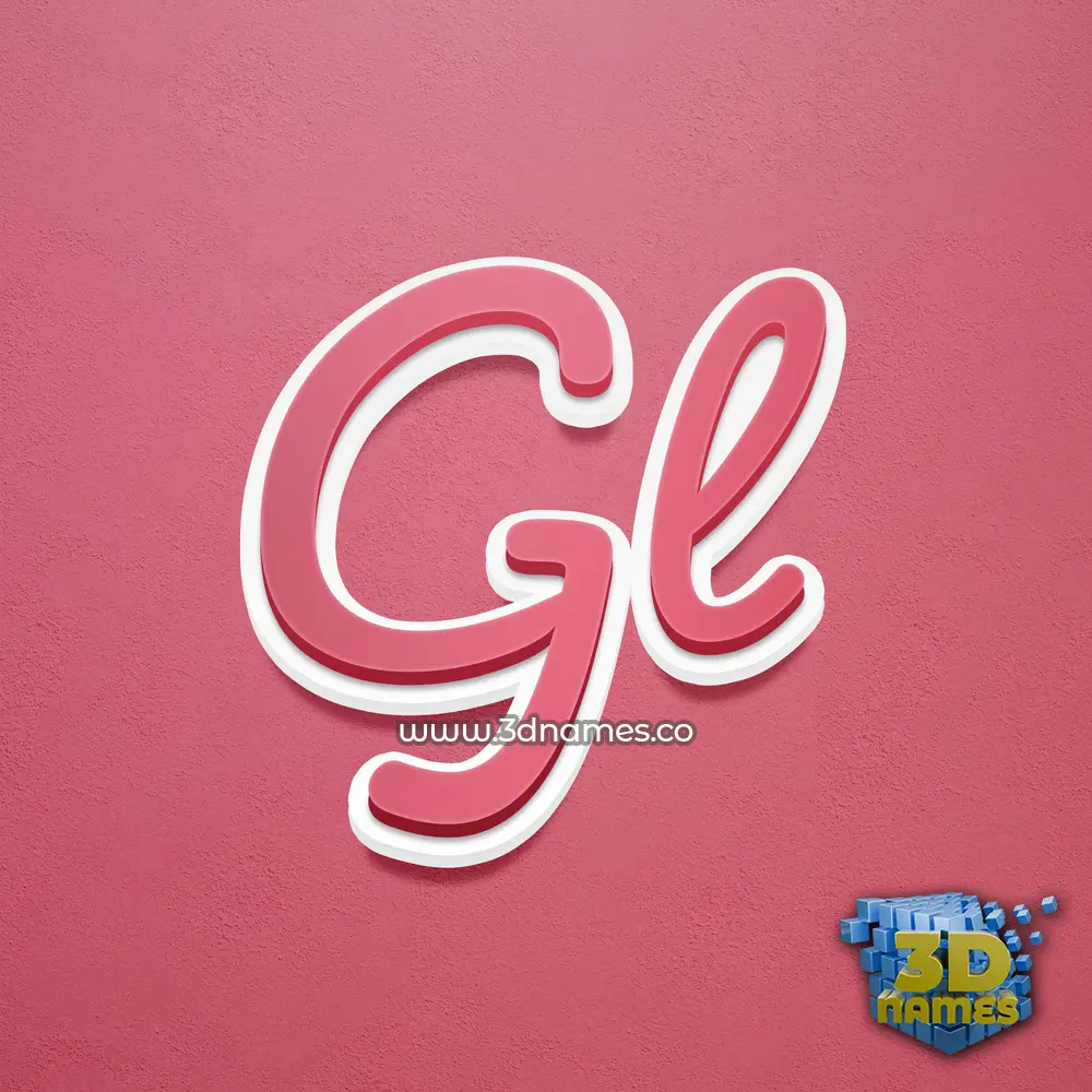 gl in Red Scribble style - 3D name wallpaper