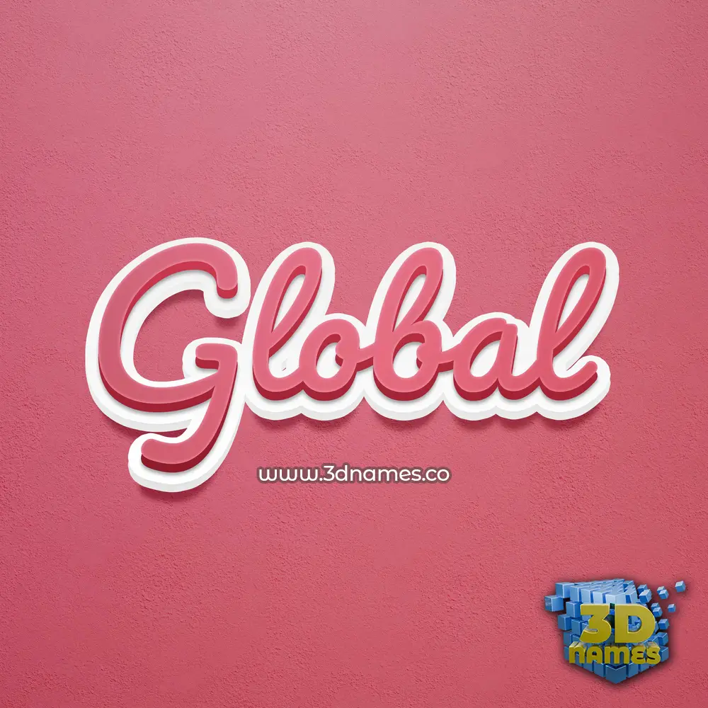 global in Red Scribble style - 3D name wallpaper
