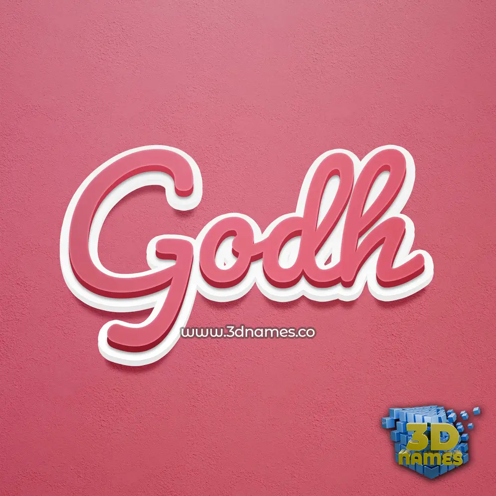 godh in Red Scribble style - 3D name wallpaper