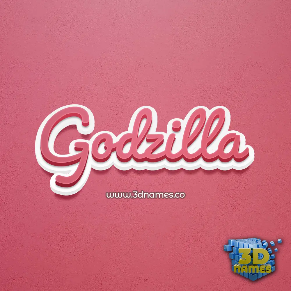 godzilla in Red Scribble style - 3D name wallpaper